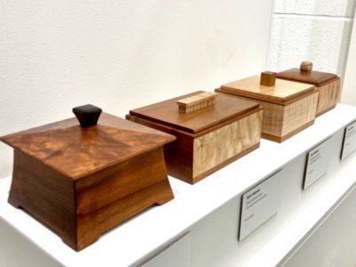 Handcrafted Wooden Boxes
Various woods
From Left to Right
Koa Wood, Figured Maple & Jatoba, Curly Maple & Cherry, Curly Maple & Jatoba