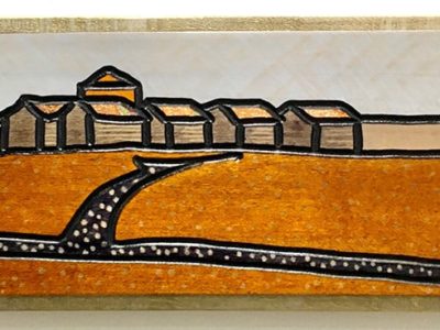 Blessed, Broken and Shared
A Prairie Seen #115
Maple Veneer with Stain, Lacquer and Metal Gilding
4” x 9.625"