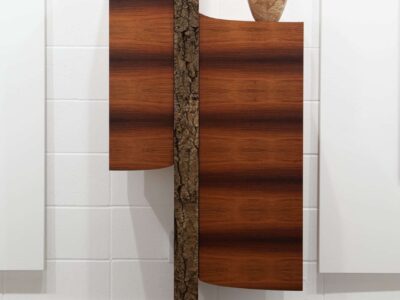 Rosewood Tower Cabinet: Brazilian Rosewood, American Sycamore & Wenge. SOLD