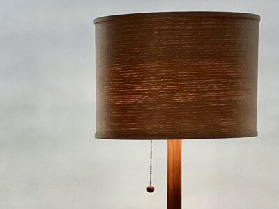 Floor Lamp MCM Series, Walnut, White Oak, Wenge, wax oil finish , 57 ½” H with a 10 ¾” x 10 ¾” base, 2023