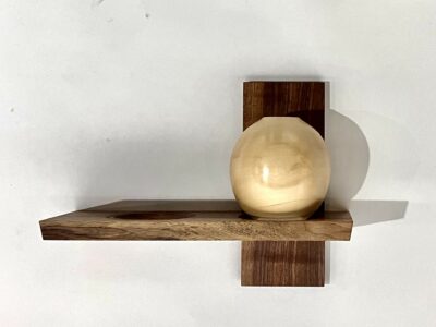 Shelf w/ Vase, Yellow Cedar, Walnut, 14”l x 8” x 4”d, 2023
