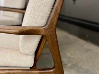 Set of Two Walnut Chairs, Mid Century Modern Series, Walnut, fabric, wax oil finish, 25” width x 26 ½” H , 2023